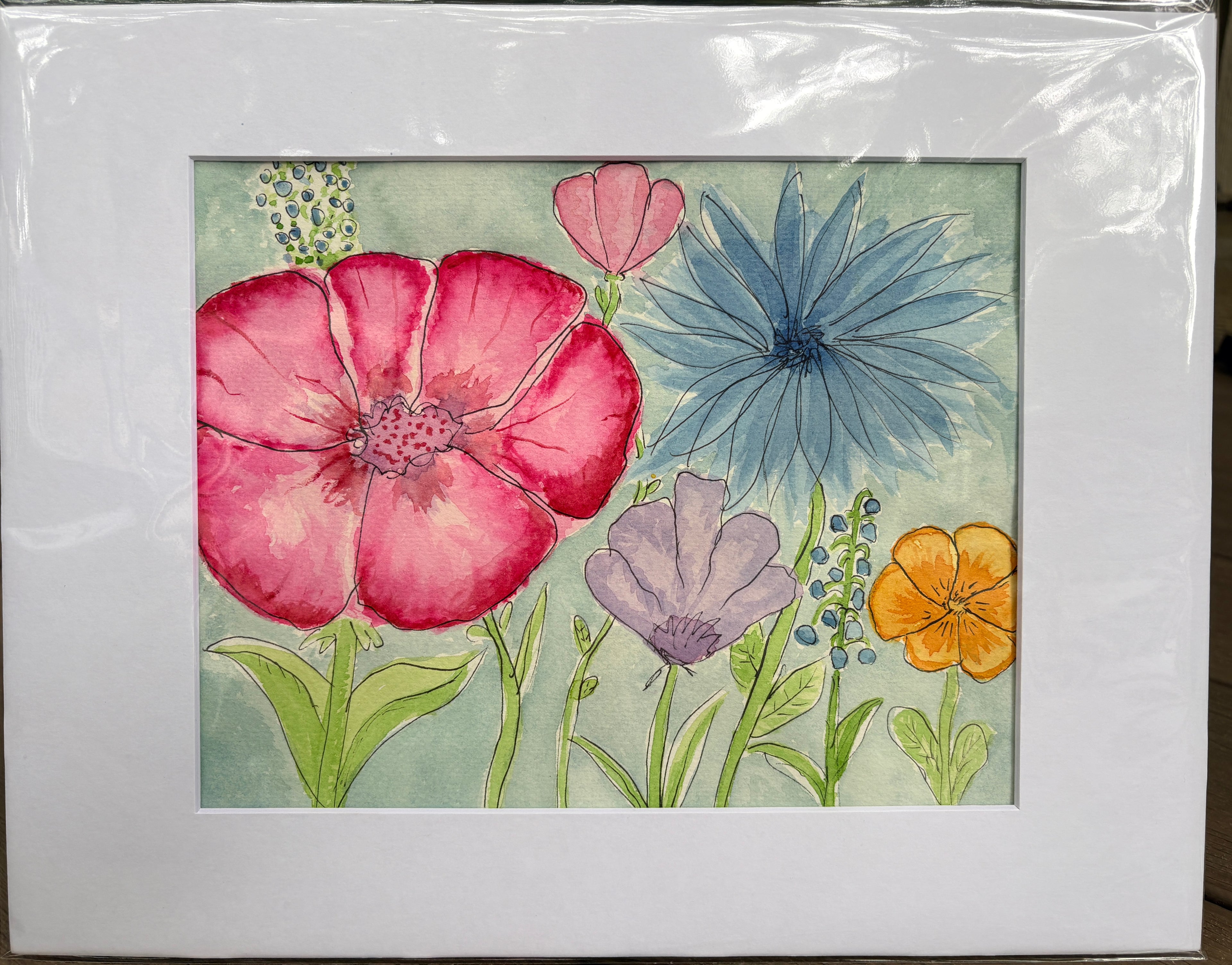 Meadow Blooms- Original Watercolor matted to 11x14